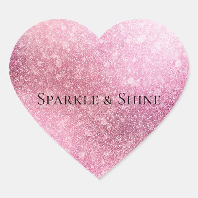 Pink Glitzy Sparkle Personalised  Heart Sticker (Front)