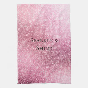 Pink Glitzy Sparkle Personalised Tea Towel