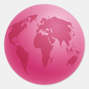 Pink Globe Classic Round Sticker