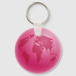 Pink Globe Key Ring