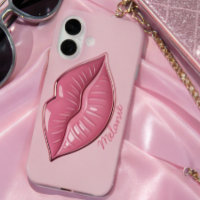 Pink glossy lips shaped