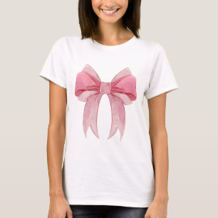 Pink Glossy Ribbon Bow Coquette T-Shirt