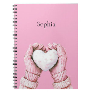 Pink Gloves White Heart Notebook