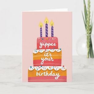 Pink Glow Birthday Cake Card