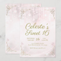 Pink Glow & Gold Celestial Sparkle Sweet 16 Party