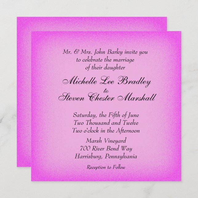 Pink Glow Wedding Invitations (Front/Back)