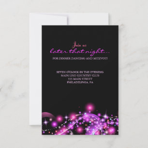 PINK GLOWING STARS Bat Mitzvah Party Card