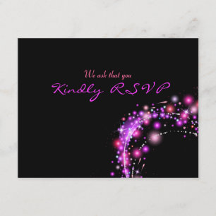PINK GLOWING STARS Bat Mitzvah Reply Card