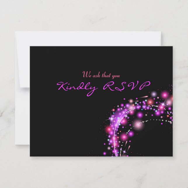 PINK GLOWING STARS Bat Mitzvah Reply Card (Front)