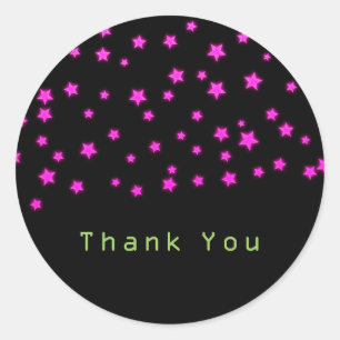 Pink Glowing Stars Birthday Party Custom Favour Classic Round Sticker