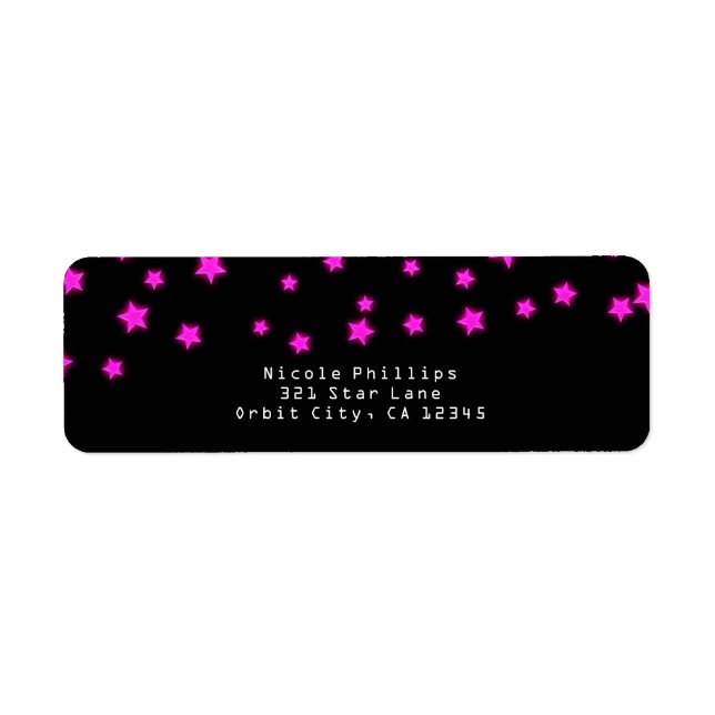 Pink Glowing Stars Birthday Party Invitation (Front)