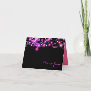 PINK GLOWING STARS  Folded Thank You Card