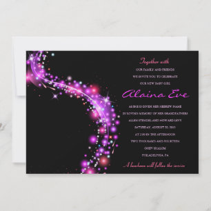 PINK GLOWING STARS Jewish Baby Naming Invitation