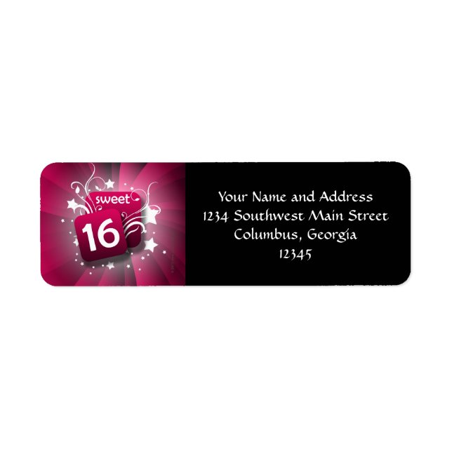 Pink Glowing Swirls and Stars Sweet 16 (Front)