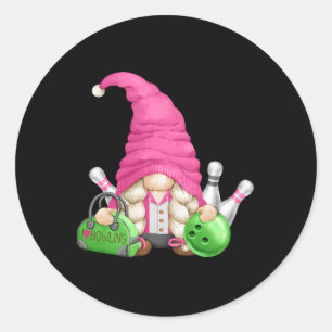 Pink Gnome Mum Graphic For Women Girls And Bowling Classic Round Sticker