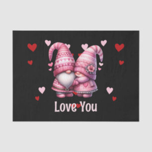 Pink Gnome Valentine Couple Tissue Paper
