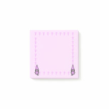 Pink Gnome with Mushrooms Post it Notes