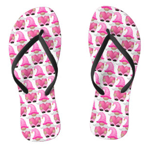 Pink Gnomes Hearts Woodland Scandinavian Cute  Flip Flops