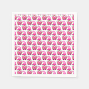 Pink Gnomes Hearts Woodland Scandinavian Cute Napkin