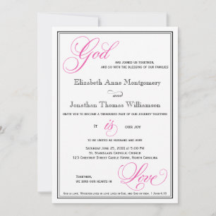 Pink God is Love Christian Wedding Invitations