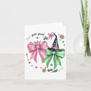 Pink Goes Good With Green Funny Halloween Witch Wo Card
