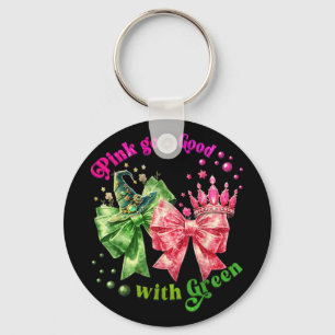 Pink Goes Good With Green Funny Halloween Witch Wo Key Ring