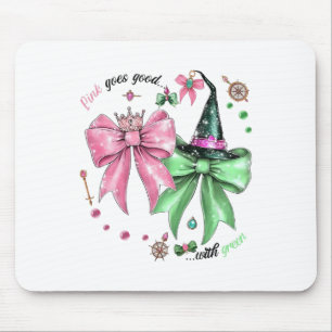 Pink Goes Good With Green Funny Halloween Witch Wo Mouse Mat