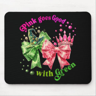 Pink Goes Good With Green Funny Halloween Witch Wo Mouse Mat