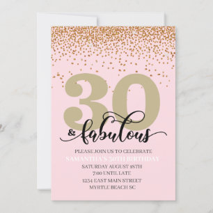 Pink Gold 30 and Fabulous Birthday Party   Invitation