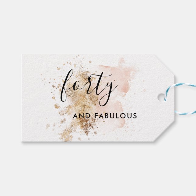 Pink & Gold 40th Birthday Gift Tags (Front (Horizontal))