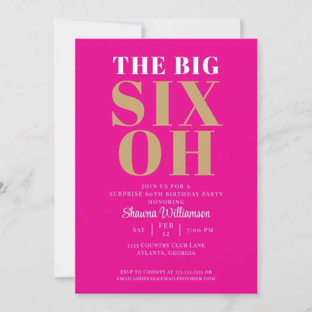 Pink Gold 60th Surprise Birthday Elegant Invitation (Front)