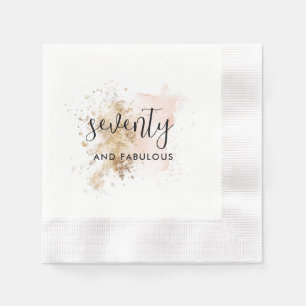 Pink & Gold 70 And Fabulous Birthday Party Napkins