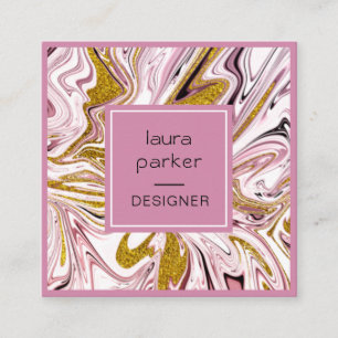 Pink Gold Abstract Artistic Girly Professional   Square Business Card