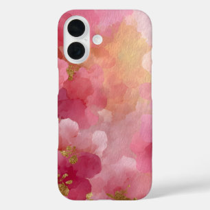 Pink & Gold Abstract Watercolor iPhone 16 Case