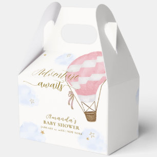 Pink Gold Adventure Hot Air Balloon Baby Shower  Favour Box