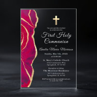 Pink Gold Agate First Holy Communion Girl