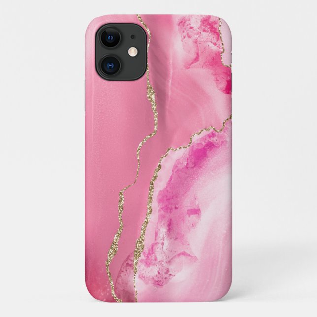 Pink & Gold Agate Personalised Case-Mate iPhone Case (Back)