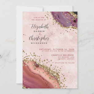 Pink Gold Agate Wedding Invitation