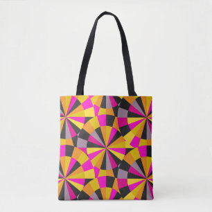 Pink Gold and Black Modern Retro Dartboard Pattern Tote Bag