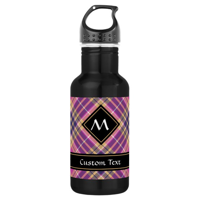 Pink, Gold and Blue Tartan 532 Ml Water Bottle (Front)