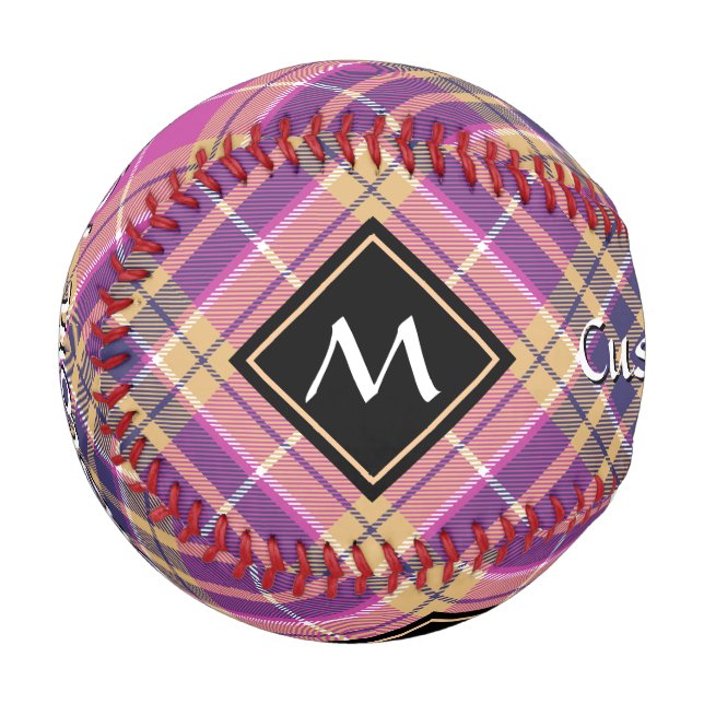 Pink, Gold and Blue Tartan Baseball (Front Left)