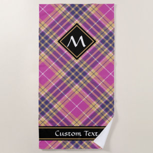 Pink, Gold and Blue Tartan Beach Towel