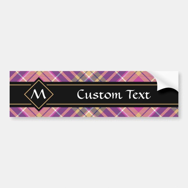 Pink, Gold and Blue Tartan Bumper Sticker (Front)