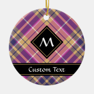 Pink, Gold and Blue Tartan Ceramic Tree Decoration