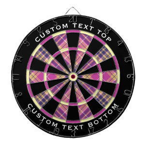 Pink, Gold and Blue Tartan Dartboard
