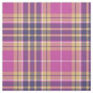 Pink, Gold and Blue Tartan Fabric