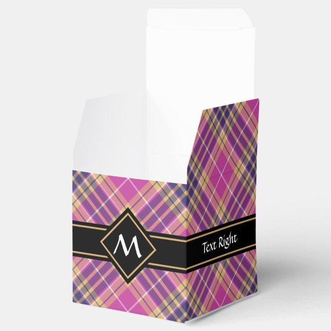 Pink, Gold and Blue Tartan Favour Box (Opened)
