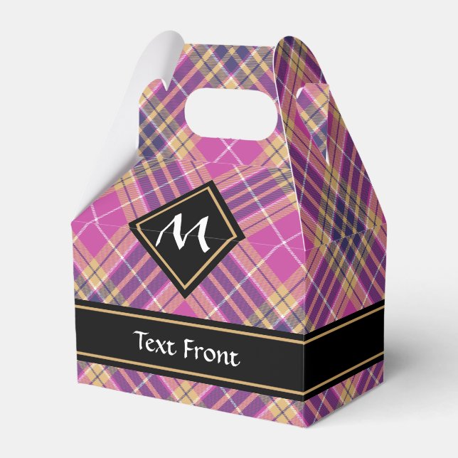 Pink, Gold and Blue Tartan Favour Box (Front Side)