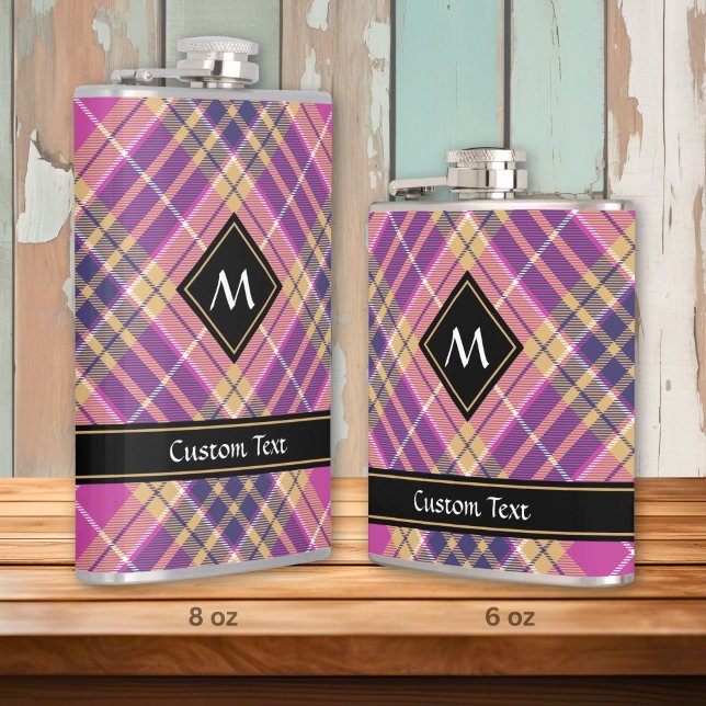 Pink, Gold and Blue Tartan Hip Flask (Creator Uploaded)
