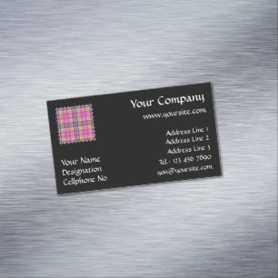 Pink, Gold and Blue Tartan Magnetic Business Card